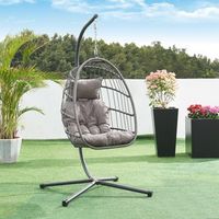 silla colgante edeng con soporte y cojin 196x110x95cm - gris encasa