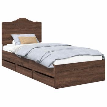 Estructura De Cama Roble Marrón 90 X 200 Cm Madera Ingenieril Vidaxl