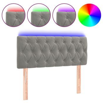 Cabecero Cama Con Led | Panel De Cabecera De Terciopelo Gris Claro 90x7x78/88 Cm