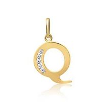 8k colgante letra q de oro con circonita