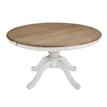 Mesa de comedor extensible de pino reciclado y abedul de 140 a 190 cm