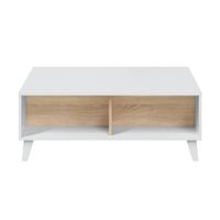 mesa de centro con tablero parcialmente elevable - l100 cm - blanco