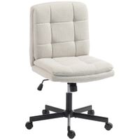 homcom silla de oficina sin reposabrazos silla de escritorio y tocador con efecto lino con acolchado de doble capa funcion basculante gris claro
