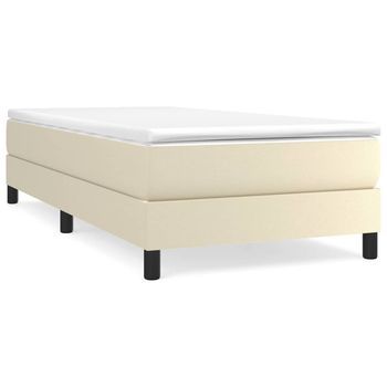 Cama Para Adulto | Cama Individual | Cama Box Spring Con Colchón Cuero Sintético Crema 100x200 Cm