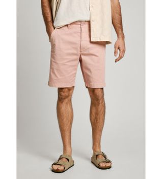 Pepe Jeans para hombre. PM801181 Short chino en tejido de sarga elástica rosa (28), Casual, Algodón, Sostenible