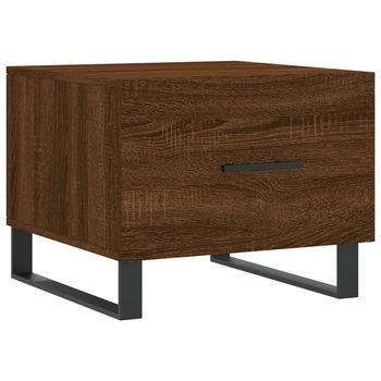 Mesa De Centro 50x50x40 Cm Madera Trabajada Y Hierro - Marrón