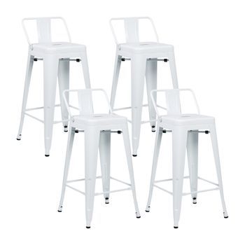 Pack 4 Taburetes Altos Industriales Apilables De Acero 41x41x85cm Thinia Home