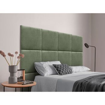 Dhome Cabecero Tapizado Para Camas De 200cm Compuesto De Paneles Autoadhesivos Intercambiables De Pana Premium Cama Lujo Dormitorio Acolchado (verde