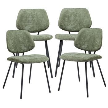 Juego De 4 Sillas De Comedor Köma Tela Acero 78x49x55cm Verde Oscuro [en.casa]