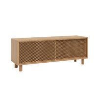 mueble de tv de pino macizo barnizado en color roble 2 puertas  120cm