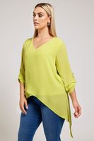 yours london blusa amarilla con bajo asimetrico mujer curvy y tallas grandes yours london