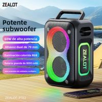 zealotpt02 altavoz bluetooth de 60w con bajos mejorados altavoz inalambrico portatil para exteriores 12 horas de autonomia resistente al agua ipx6 bluetooth 54
