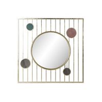 espejo metal cristal 100x2x100 circulos dorado