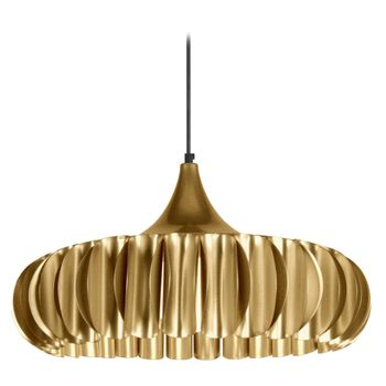 Lámpara de suspensión  cono metal negro pantalla dorado