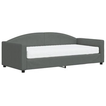 Sofá Cama | Cama Para Adultos Con Colchón Tela Gris Oscuro 90x190 Cm