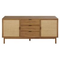 aparador de chapa de acacia y ratan de 154 cm