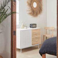 aparador 1 puerta 4 cajones blanco y roble