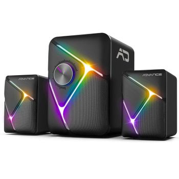 Altavoces Advance 2.1 inalámbricos y cableados 11 W con Bluetooth y RGB