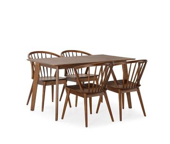 Juego de mesa 140x80 cm y 4 sillas de comedor mura color nogal