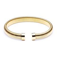 brazalete rigido de acero inoxidable chapado en oro con diseno de serpiente