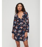 superdry para mujer w8011530a minivestido cruzado con estampado marino m casual viscosa manga larga