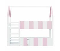 litera infantil 90x200 cm - diseno en forma de casa con barandillas altas - rosa