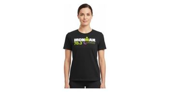 Camiseta negra de manga corta ironman 70 3 luxemburgo para mujer