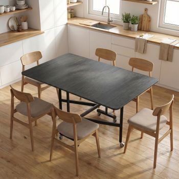 Mesa Plegable De Comedor De Melamina Acero Homcom 120x80x73cm Negro