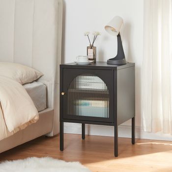 Mesa De Noche Karlskrona 60x42,5x40 Cm - Negro Mate [en.casa]