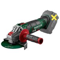 parkside - amoladora angular inalambrica parkside x 20 v team con velocidad regulable cubierta 2 en 1 y bloqueo del husillo para metal y hormigon