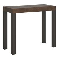 consola extensible 90x40300 cm efecto madera nogal y hierro