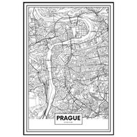 panorama cuadro metacrilato enmarcado mapa de ciudad praga 70x100 cm