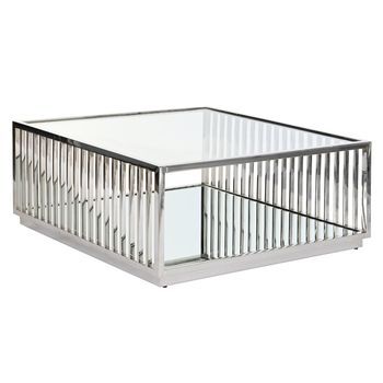 Mesa Centro Acero Espejo 100x100x45 Cromado