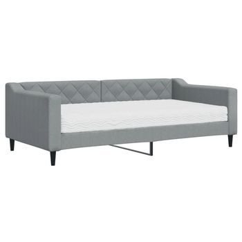 Sofá Cama Con Colchón Tela Gris Claro 90x190 Cm Vidaxl