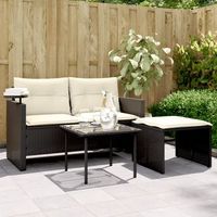 set de sofas de jardin con cojines 3 uds  conjunto mueble jardin mesa y sillas ratan sintetico negro cfw5584020
