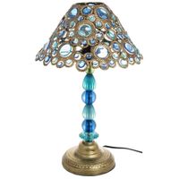 lampara de metal azul y cristal acrilico de colores 30x475h cm