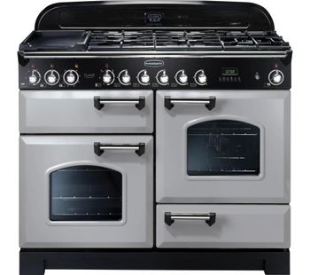 RANGEMASTER Classic Deluxe 110 Dual Fuel Range Cooker - Royal Pearl & Chrome