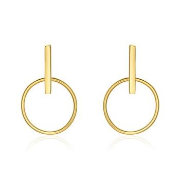 Pendientes circulares para mujer en oro de 9 quilates