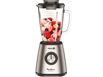 Batidora de vaso - Moulinex BlendForce Metal LM439D, 800 W, 1.75 L, 6 Cuchillas, 5 velocidades, Tecnol. Powelix, Vidrio Termorresistente, Acero Inox.