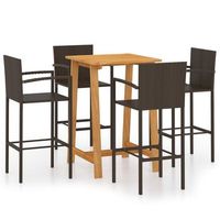 conjunto de bar para jardin 5 piezas  mueble de jardin marron