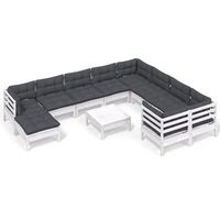 muebles de jardin 11 piezas cojines blanco madera de pino