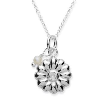 Cadena de plata 925 con colgante de flor y perla
