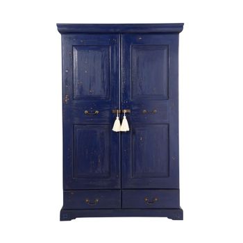 Armario con 2 puertas y 2 cajones mango macizo azul 116