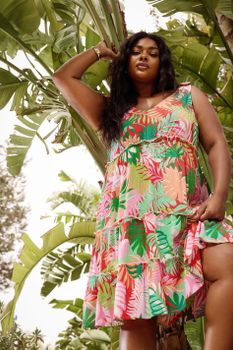 Limited Collection Vestido Rojo Tropical De Tirantes Anudables, Mujer Curvy Y Tallas Grandes, Yours