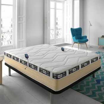 Colchón Viscoelástico Con Masaje Ecode® Gel Unic Carbon 160x190 Cm, Doble Cara, Antiácaros, Núcleo Pur 25 Kg, Termoregulable, 24 Cm Eco-unc-160*190