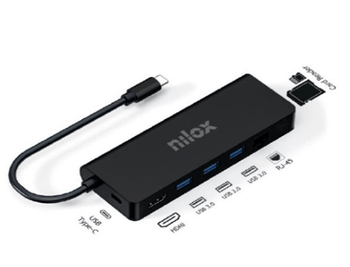 Nilox Dock Usb c 8 en 1 Negro