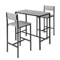 conjunto de mesa y taburetes de bar metal gris