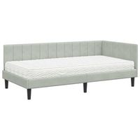 estructura de cama en esquina gris claro 90 x 190 cm terciopelo