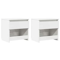 pack 2 uds mesitas de noche  mesa auxiliar  mesilla contrachapada blanco brillo 40x30x30 cm