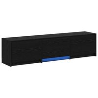 mueble de tv con led con tiras led roble negro 165 x 34 x 40 cm vidaxl